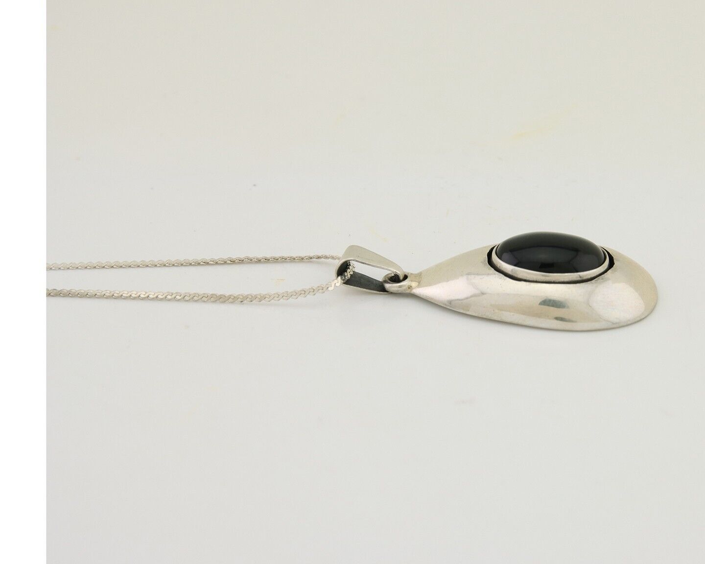 Navajo Necklace 925 Silver Natural Onyx Native Artist Signed M Montoya C.80's