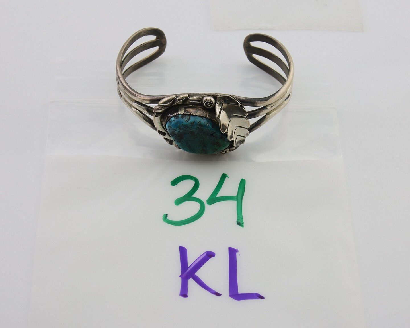 Navajo Bracelet 925 Silver Blue Turquoise Native American Artist C.80's
