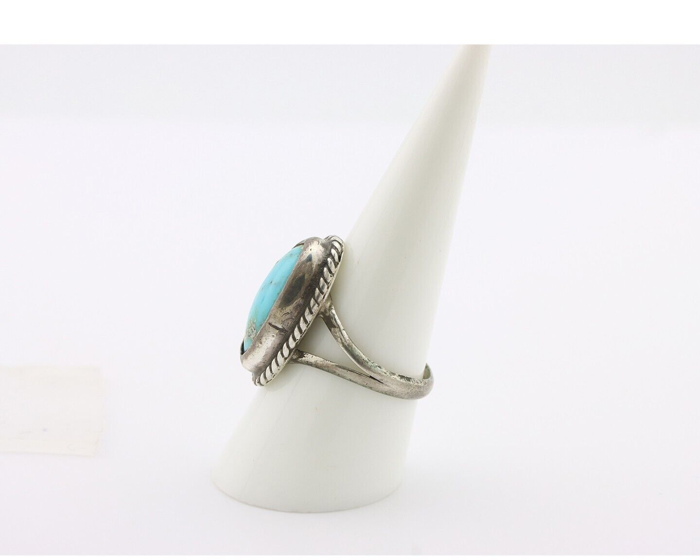 Navajo Ring .925 Silver Natural Kingman Turquoise Native American Artist C.80's
