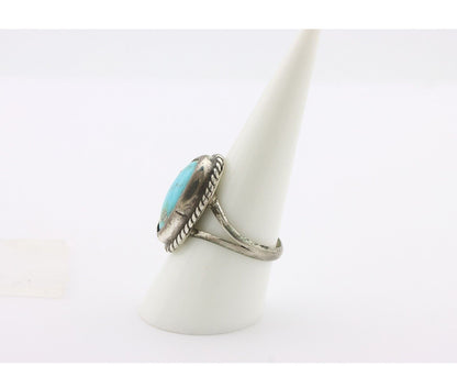 Navajo Ring .925 Silver Natural Kingman Turquoise Native American Artist C.80's
