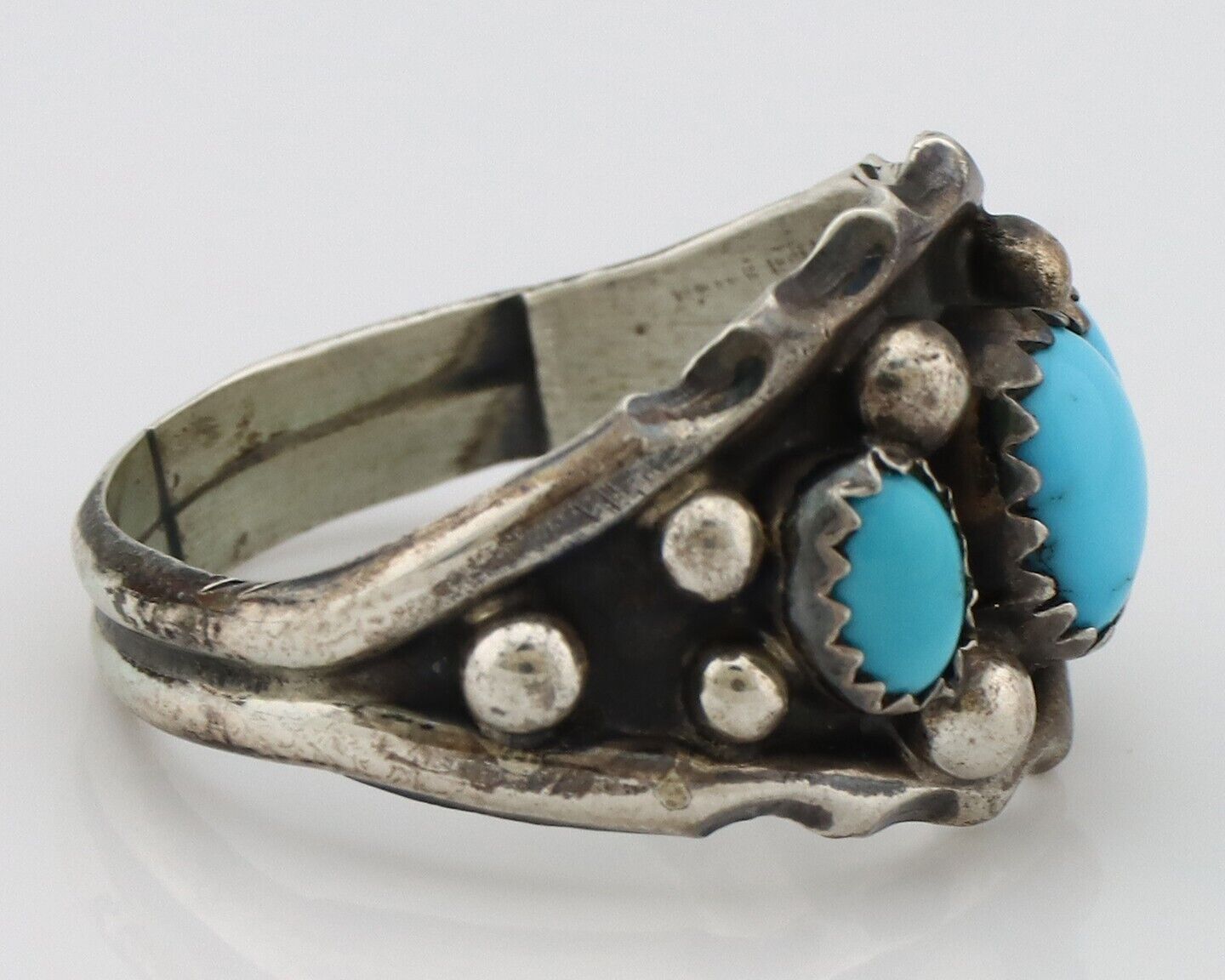 Navajo Ring 925 Silver Turquoise Artist Signed E SkyStone Creations C.80's