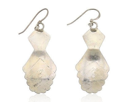 Navajo Dangle Earrings 925 Silver Natural Turquoise Artist Signed JB C.80's