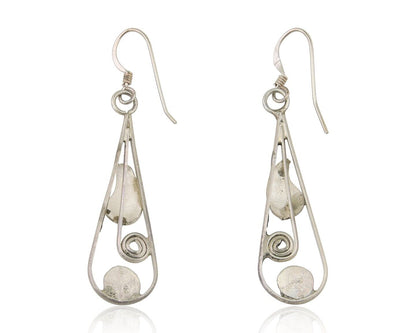 Navajo Dangle Earrings 925 Silver Natural Blue Turquoise Artist Signed JB C.80's