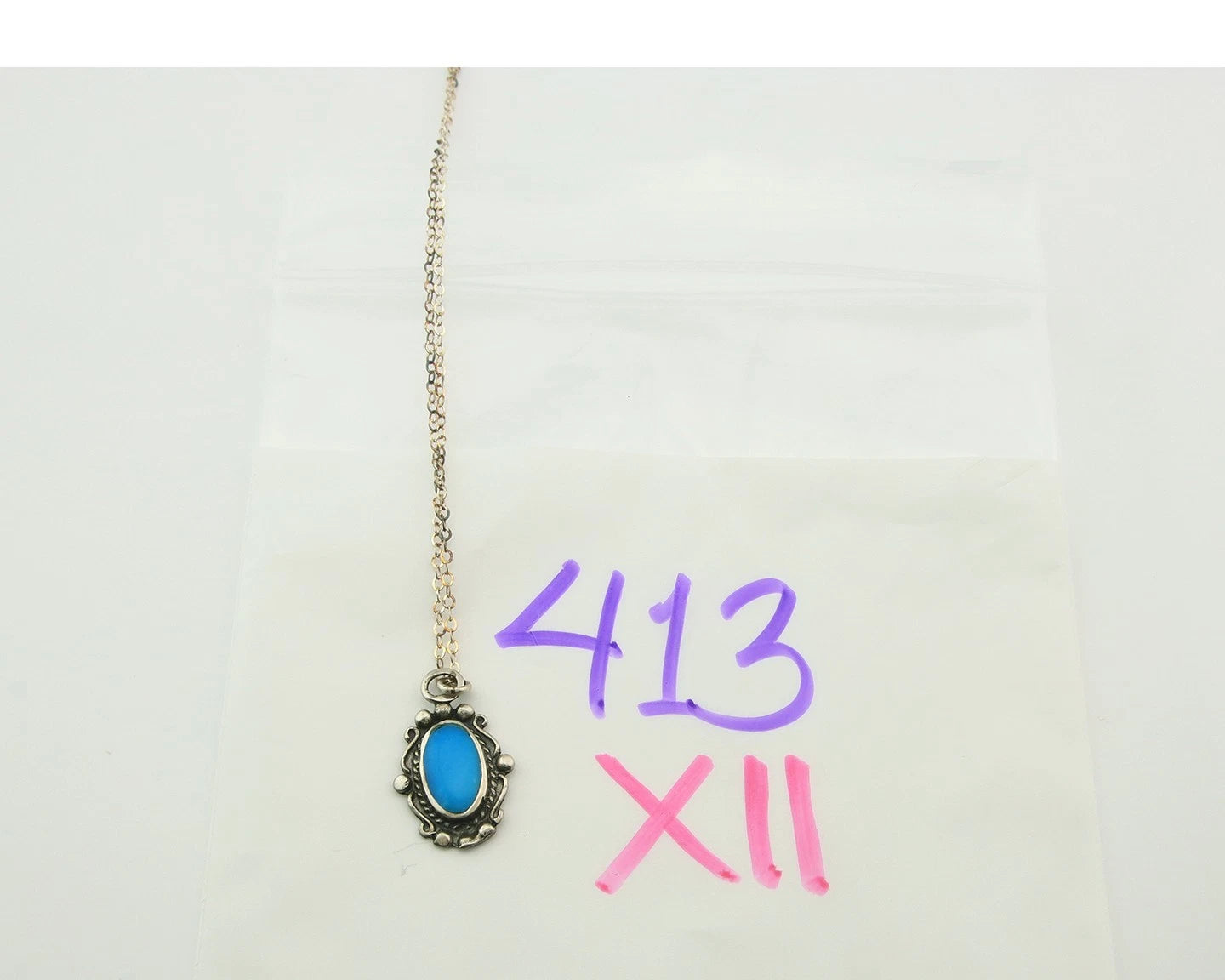 Navajo Necklace Sterling Silver Natural Blue Turquoise Handmade Vintage