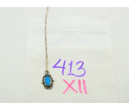 Navajo Necklace Sterling Silver Natural Blue Turquoise Handmade Vintage