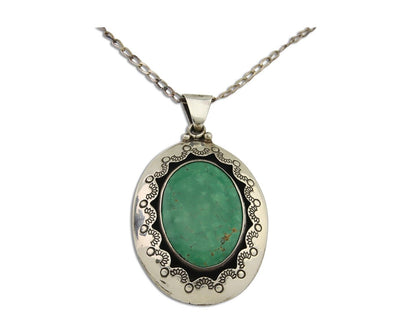 Navajo Necklace 925 Silver Natural Turquoise Artist Signed M Montoya C.80's