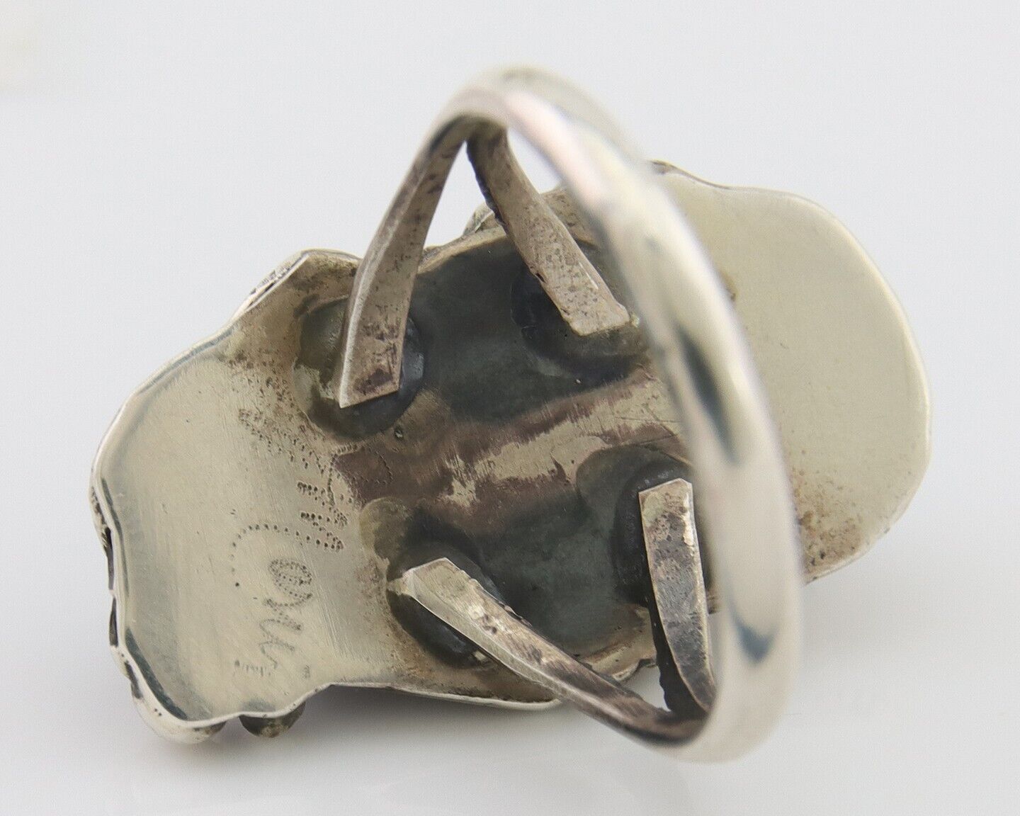 Navajo Ring 925 Silver Sleeping Beauty Turquoise Signed Justin Morris C.80's