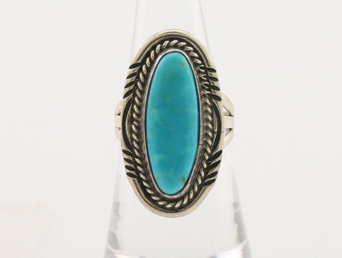 Navajo Ring 925 Silver Blue Turquoise Native Artist Signed M Begay C.80's