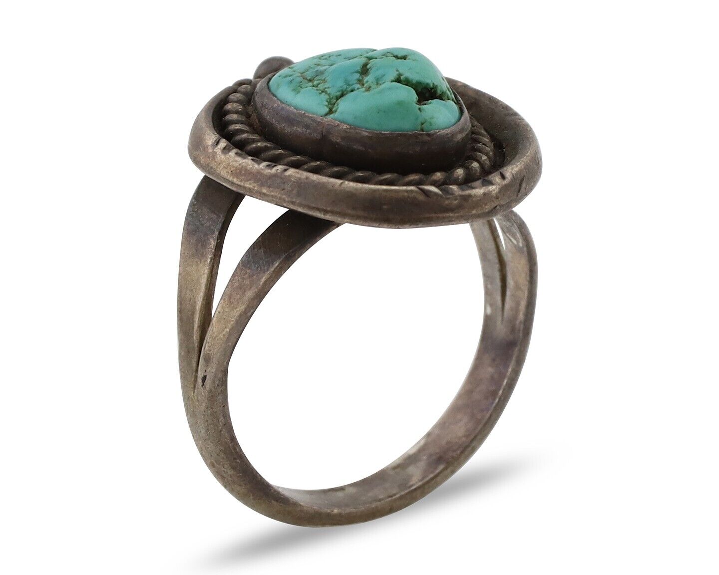 Navajo Ring 925 Silver Blue Turquoise Native American Artist C.80's