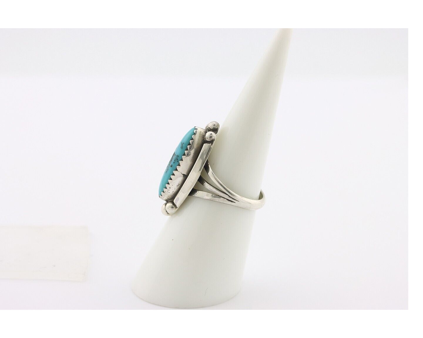 Navajo Ring .925 Silver Sleeping Beauty Turquoise Signed SkyStone Creations C80s