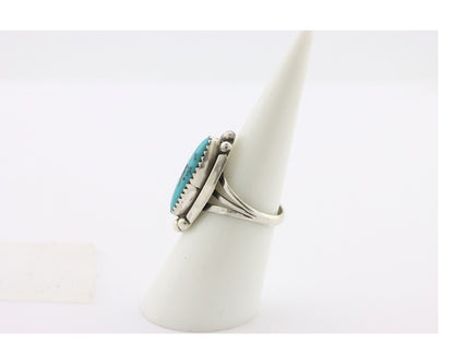 Navajo Ring .925 Silver Sleeping Beauty Turquoise Signed SkyStone Creations C80s