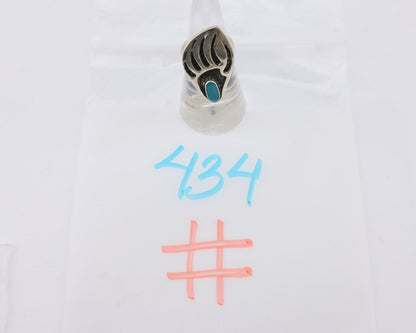 Navajo Badger Paw Ring 925 Silver Turquoise Native American Artist C.80's