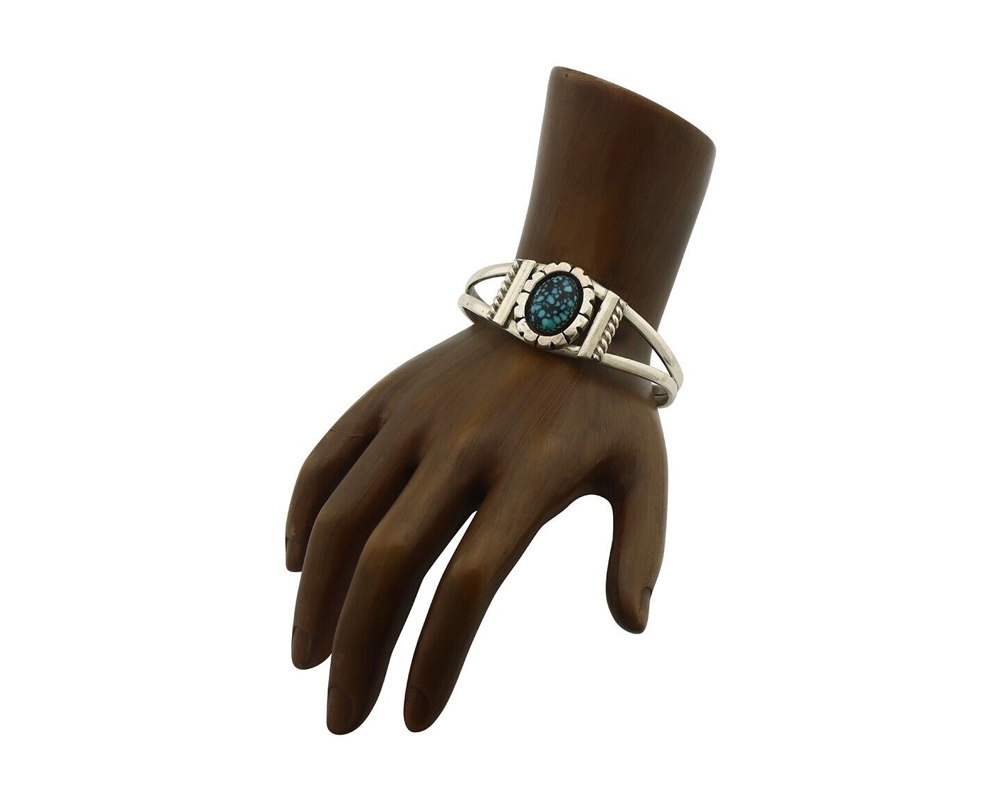Navajo Bracelet 925 Silver Spiderweb Turquoise Artist Signed De Chelly C.80's