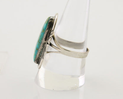 Navajo Ring 925 Silver Nevada Blue Turquoise Signed MC C.80's