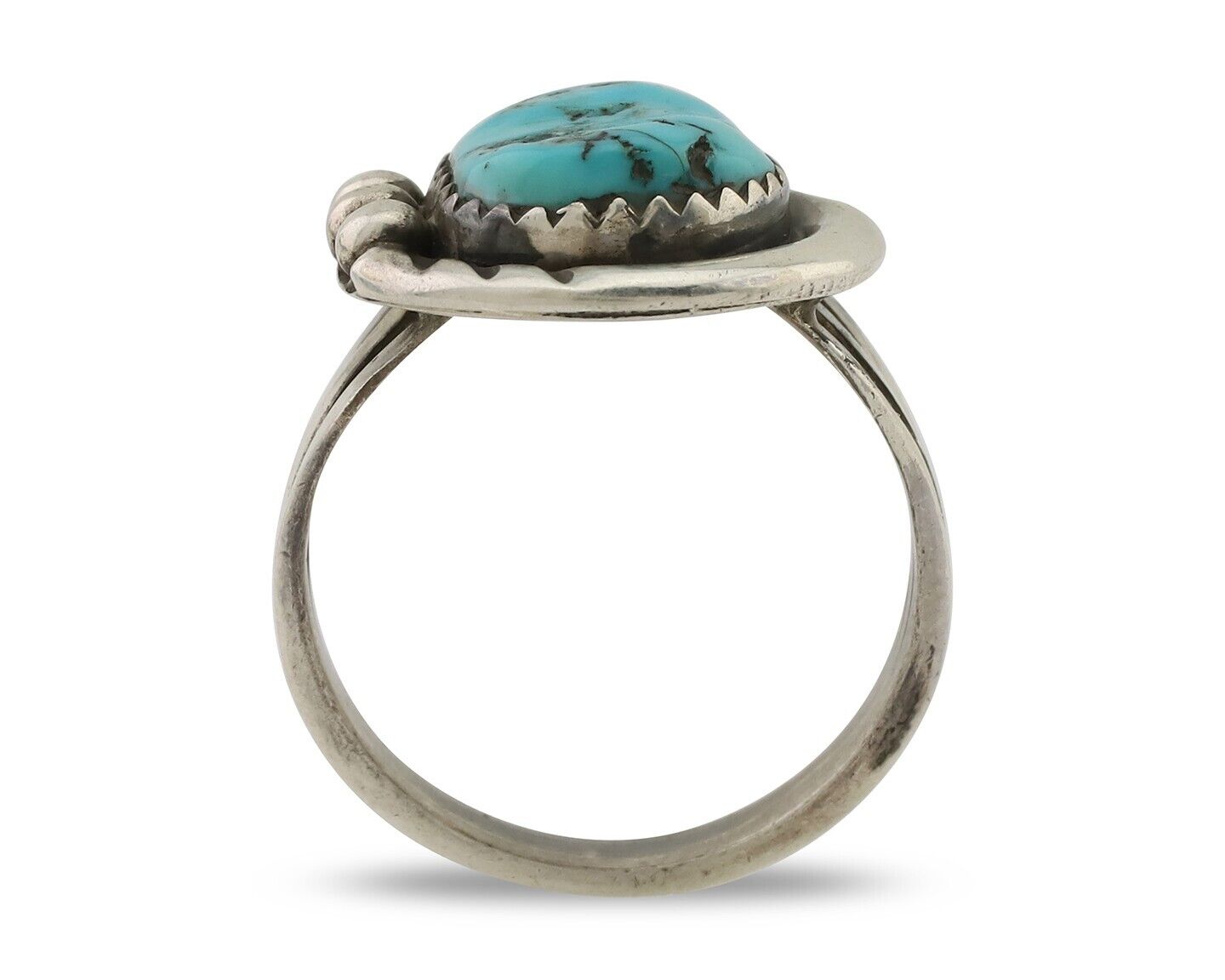 Navajo Ring 925 Silver Sleeping Beauty Turquoise Signed IROYBAI C.80's