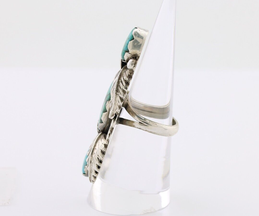 Navajo Ring 925 Silver Kingman Turquoise Native American Artist C.80's