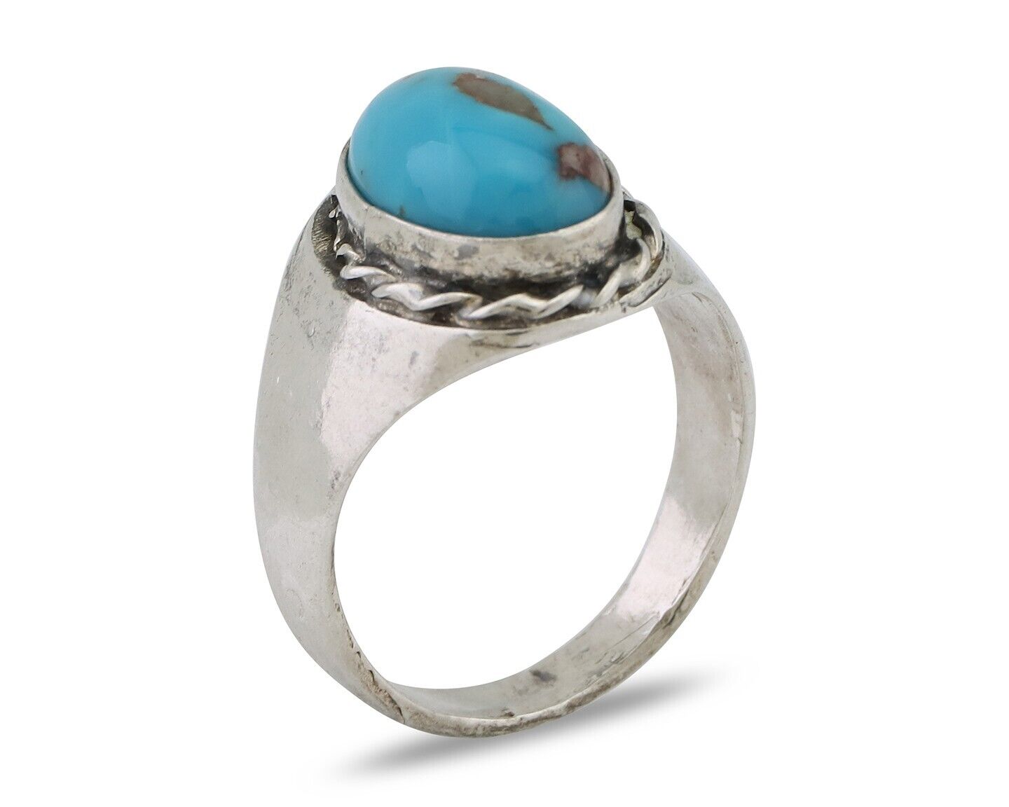Navajo Ring 925 Silver Natural Blue Turquoise Native American Artist C.80's