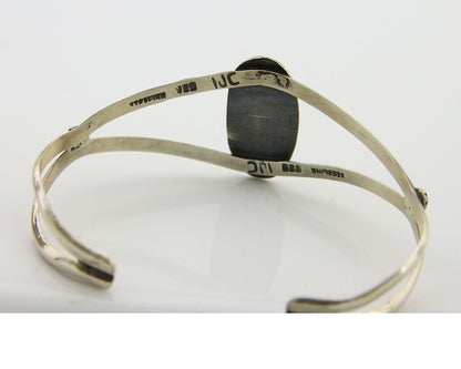 Navajo Cuff Bracelet 925 Silver Turquoise Cuff Artist Signed IJC C.80's