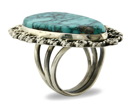 Navajo Ring .925 Silver Turquoise Mountain Artist Native American C.80's