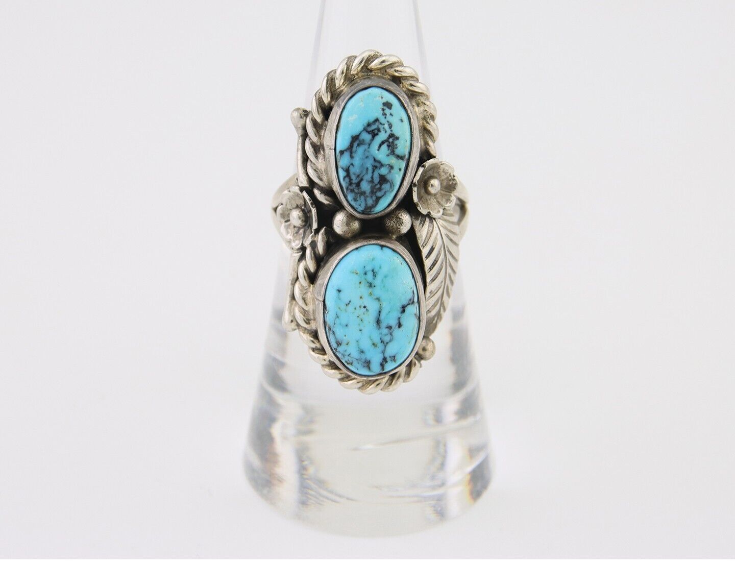 Navajo Ring 925 Silver Natural Blue Turquoise Native American Artist C.80's