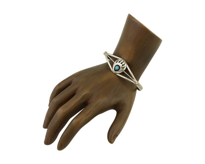 Navajo Paw Bracelet 925 Silver Blue Turquoise Native American Artist C.80's