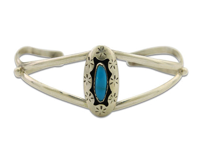 Navajo Cuff Bracelet 925 Silver Turquoise Cuff Artist Signed IJC C.80's