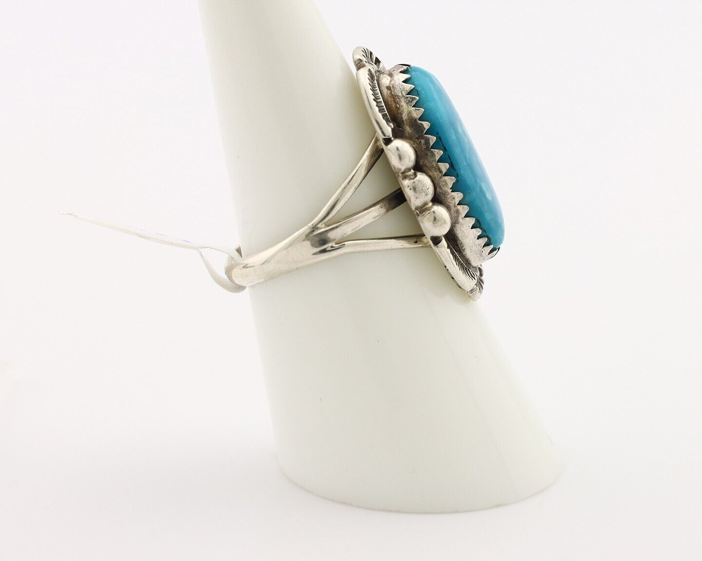 Navajo Ring 925 Silver Blue Gem Turquoise Native American Artist C.80's