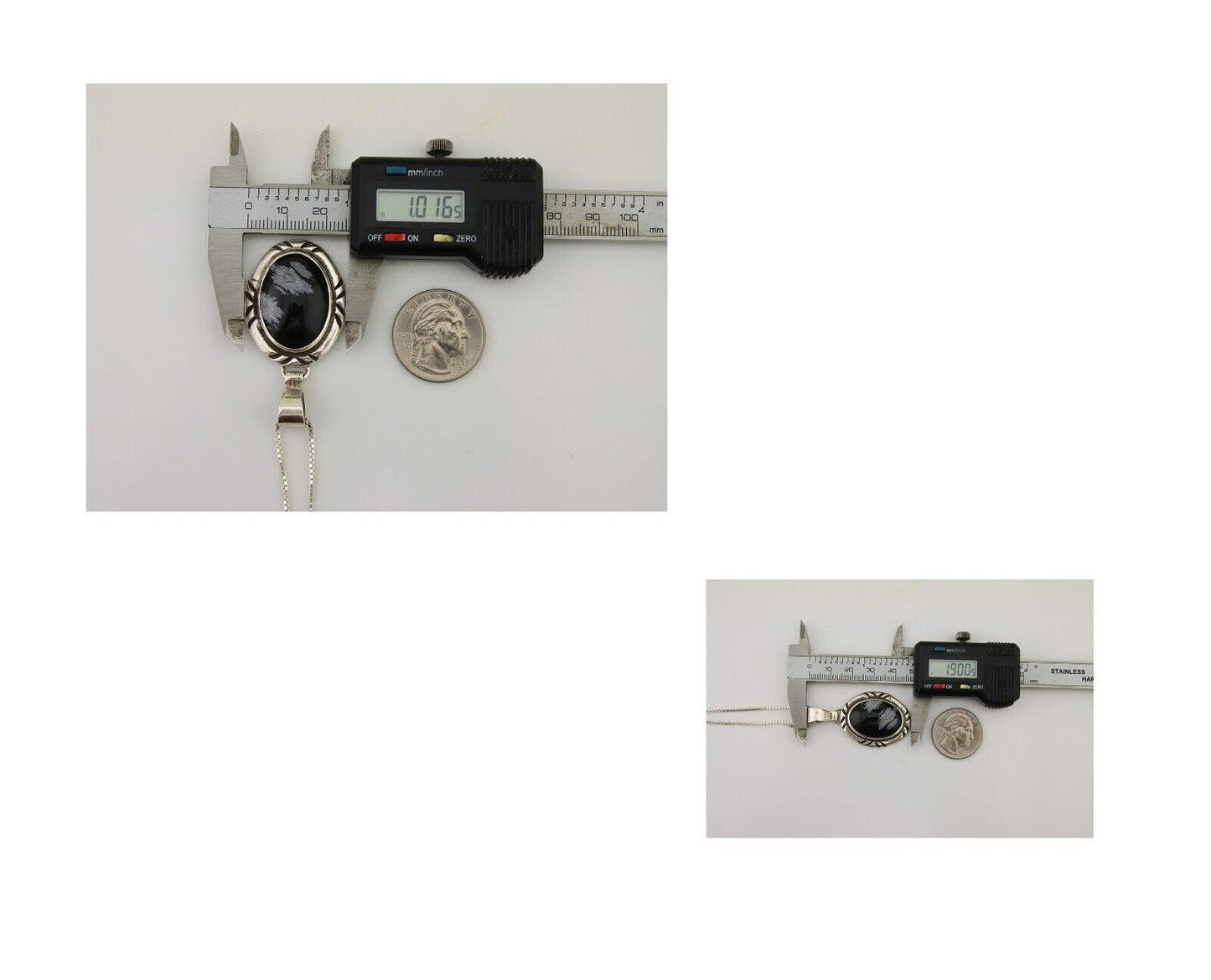 Navajo Necklace 925 Silver Onyx Natural Snowflake Agate Signed Native American