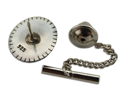 Navajo Tie Tack 925 Silver Natural Mined Turquoise Native American Artist C.80's