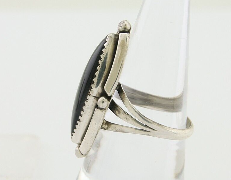 Navajo Handmade Ring 925 Silver Black Onyx Artist Signed SC C.80's