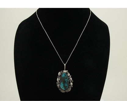 Navajo Necklace 925 Silver Natural Turquoise Artist Signed Billie Eagle C.80's