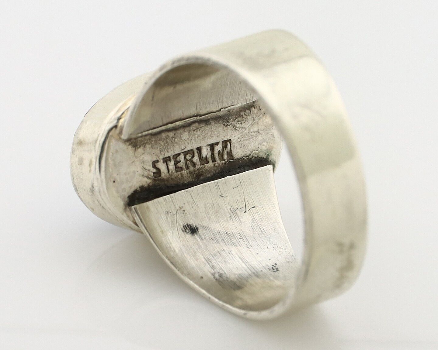 Zuni Inlaid Ring 925 Silver Mixed Natural Gemstones Native American Artist C.80s