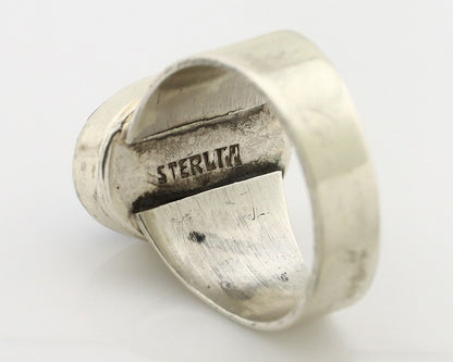 Zuni Inlaid Ring 925 Silver Mixed Natural Gemstones Native American Artist C.80s