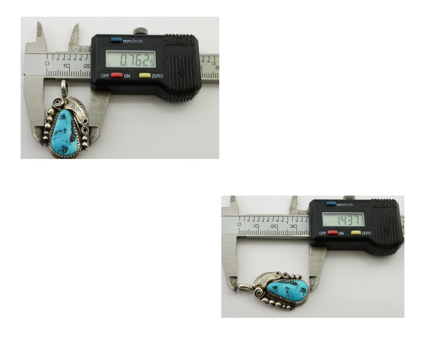 Navajo Pendant 925 Silver Sleeping B Turquoise Signed Justin Morris C.80's