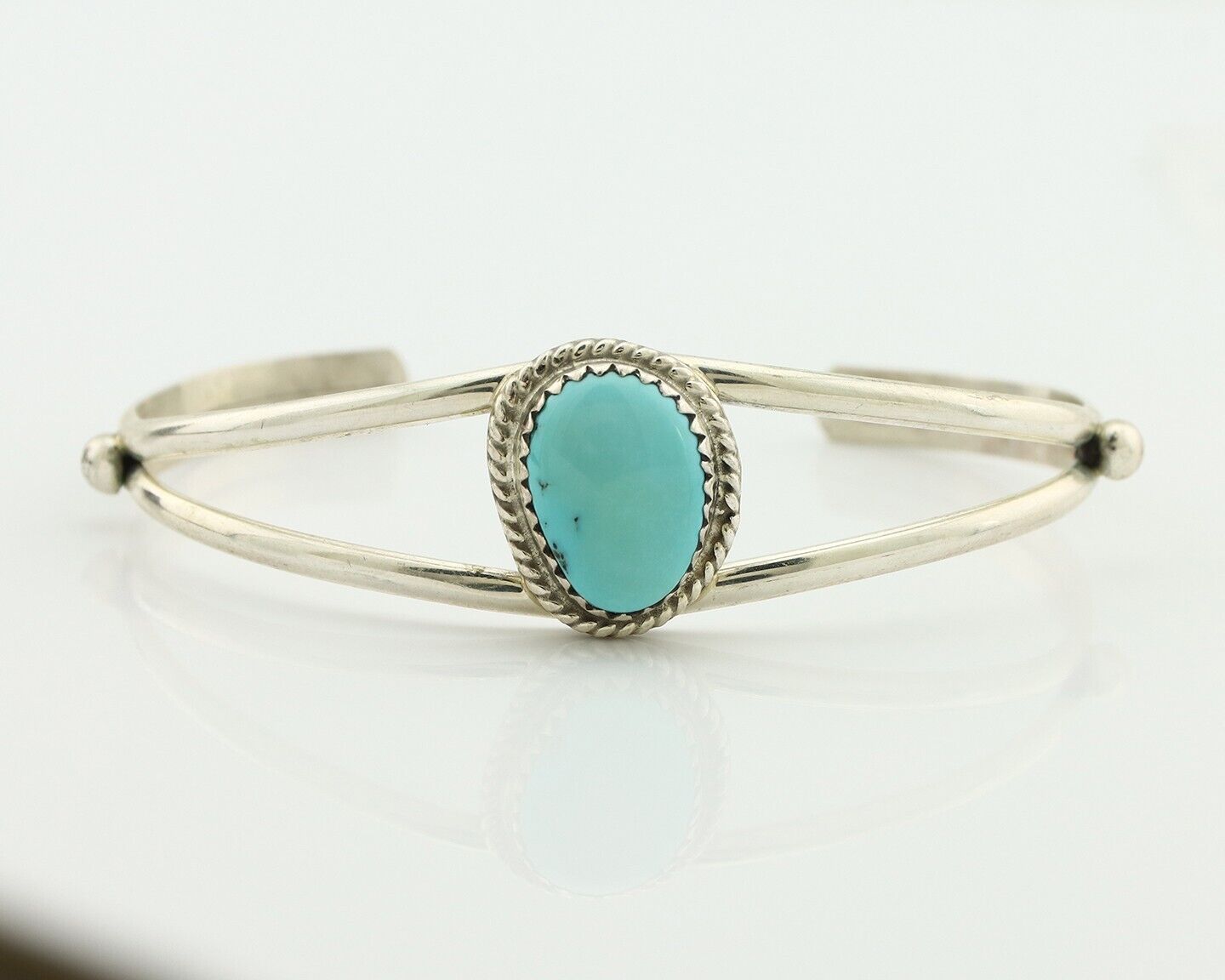 Navajo Bracelet 925 Silver Sleeping Beauty Turquoise Native Artist C.80's