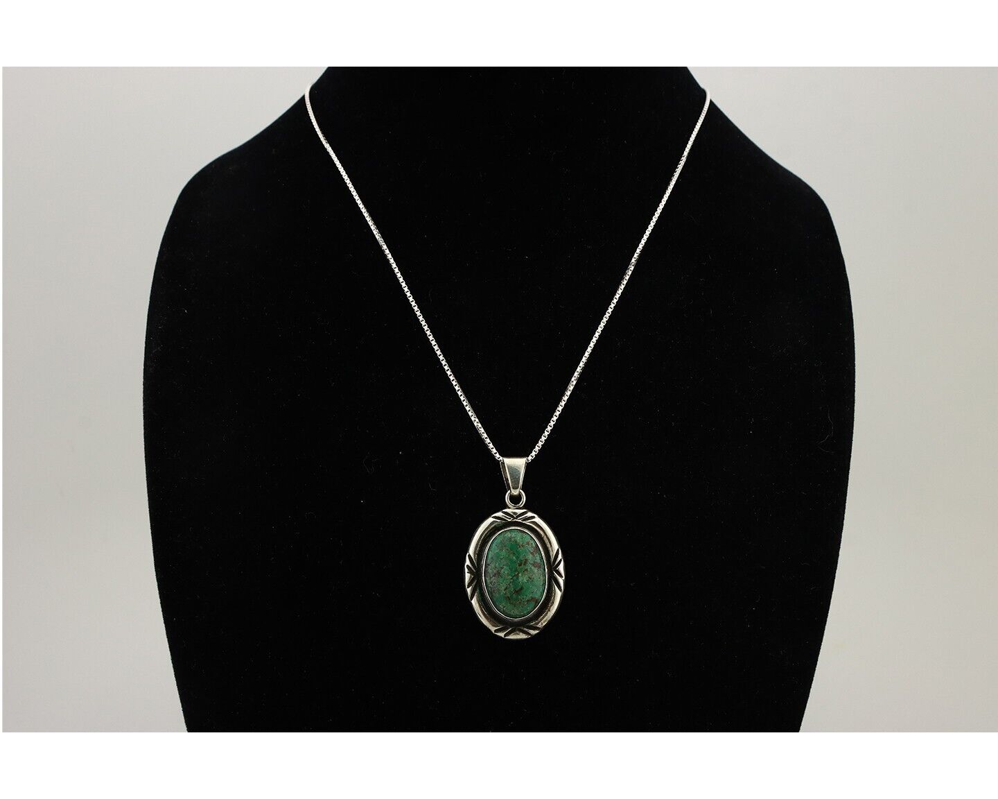 Navajo Necklace 925 Silver Green Turquoise Signed C Montoya C.80's