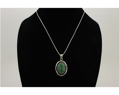 Navajo Necklace 925 Silver Green Turquoise Signed C Montoya C.80's