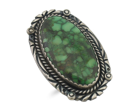 Navajo Ring 925 Silver Varascite Native American Artist C.80's