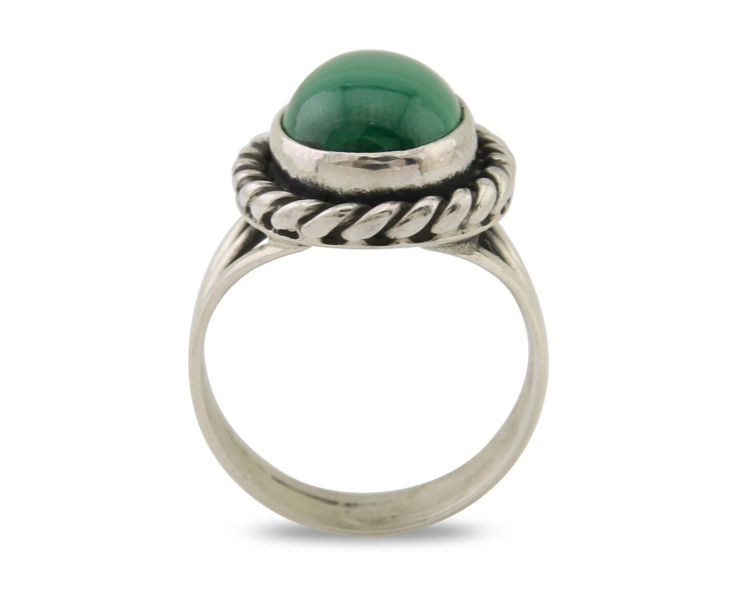 Navajo Ring 925 Silver Natural Malachite Native American Artist C.80's