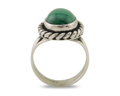 Navajo Ring 925 Silver Natural Malachite Native American Artist C.80's