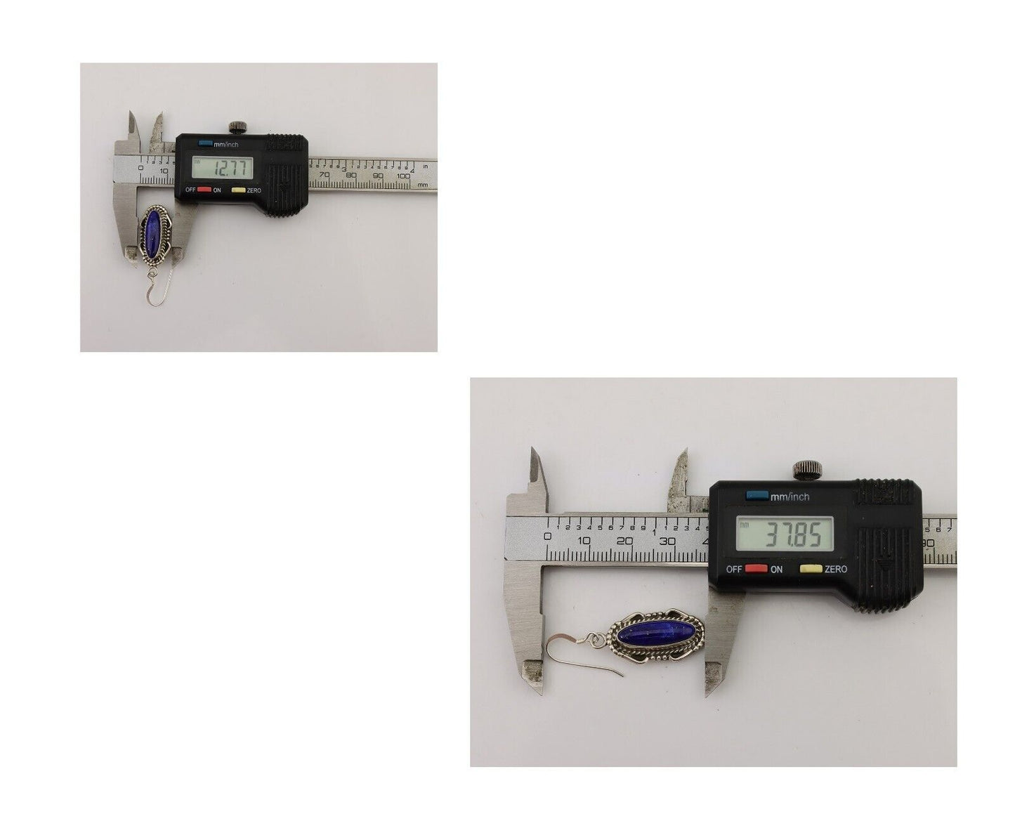 Navajo Dangle Earrings 925 Silver Lapis Lazuli Native American Artist C.80's