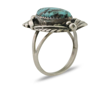 Navajo Ring 925 Silver Beautiful Blue Turquoise Native American Artist C.80's