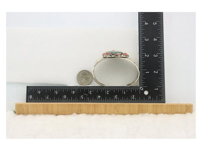 Navajo Cuff Bracelet Sterling Silver Natural Gemstone Vintage Handmade