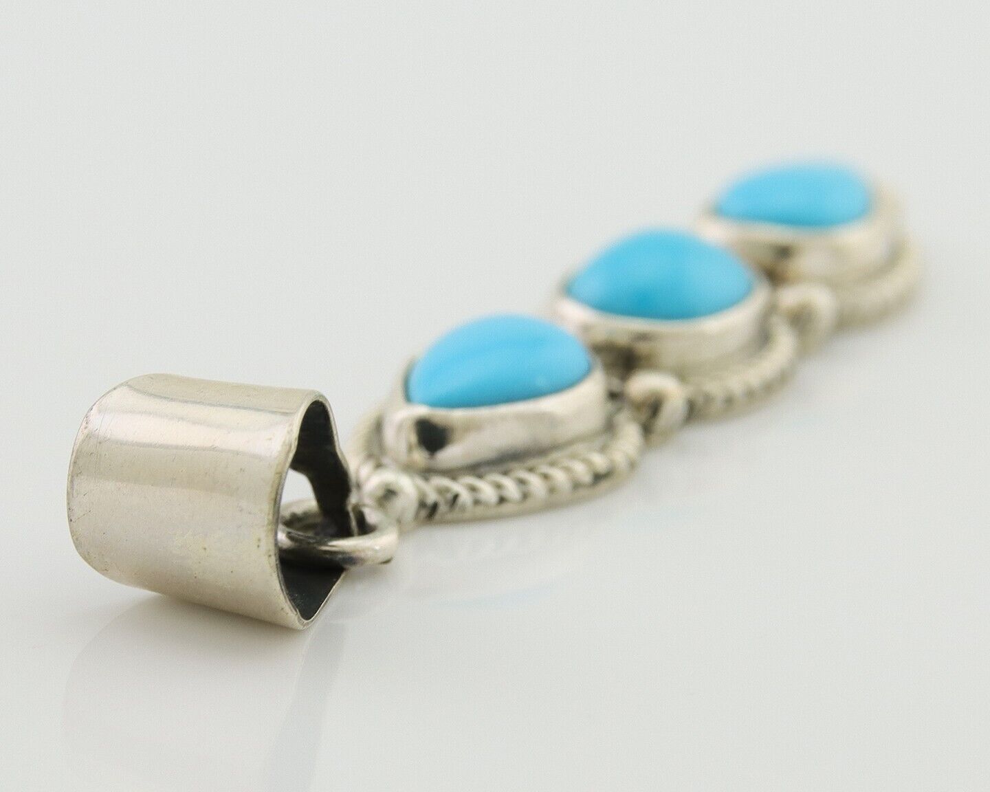 Navajo Necklace 925 Silver Natural Turquoise Artist Kathllen Chavez C.80's