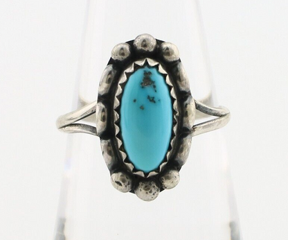 Navajo Ring 925 Silver Sleeping Beauty Turquoise Signed SkyStone Creations C80s