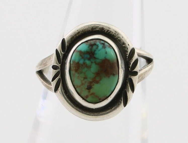 Navajo Ring 925 Silver Kingman Turquoise Native American Artist C.80's