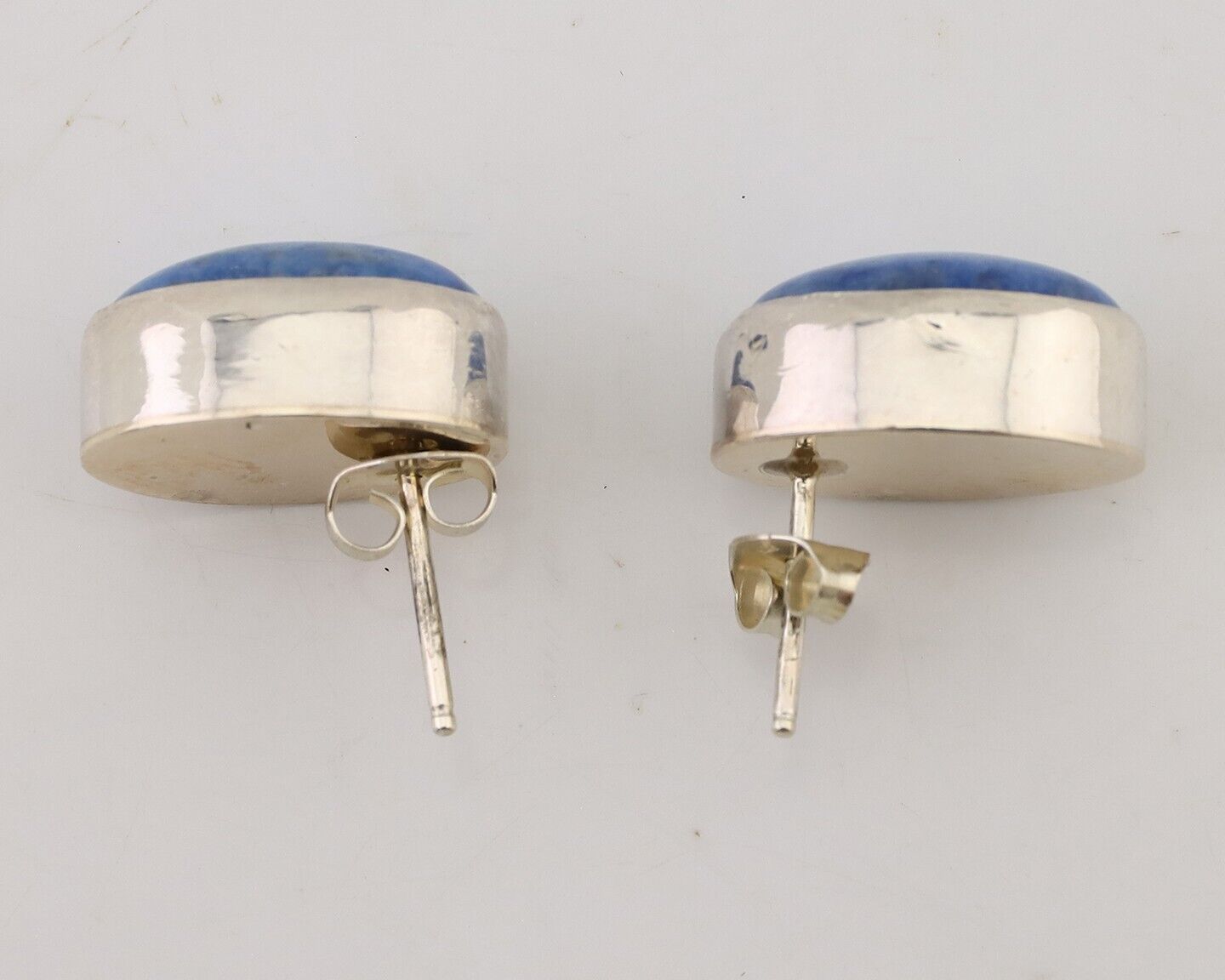 Navajo Dangle Earrings 925 Silver Denim Lapis Native American C.80's