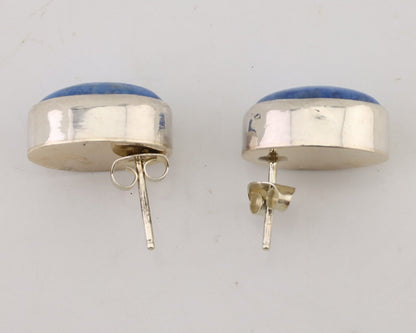 Navajo Dangle Earrings 925 Silver Denim Lapis Native American C.80's