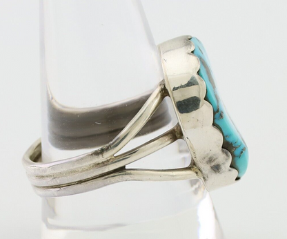 Navajo Ring 925 Silver Natural Blue Turquoise Signed Tony Guerro C.80's