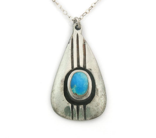 Navajo Necklace Sterling Silver Natural Blue Turquoise Vintage